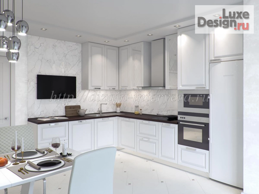 Дизайн интерьера кухни "Объединенная кухня с лоджией" (фото 3)
