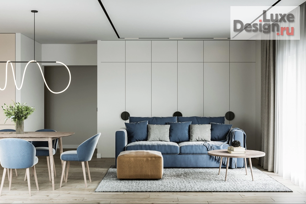 Дизайн интерьера загородного дома "Кухня-гостиная 34 кв м" (фото 1)