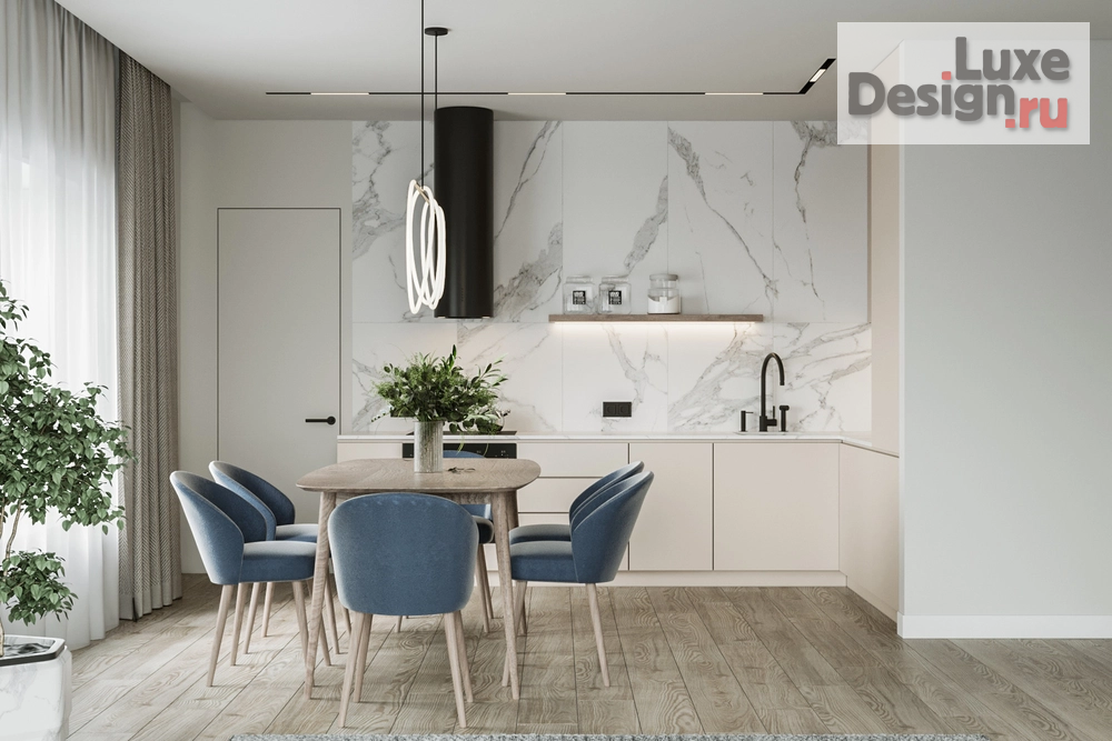 Дизайн интерьера загородного дома "Кухня-гостиная 34 кв м" (фото 6)