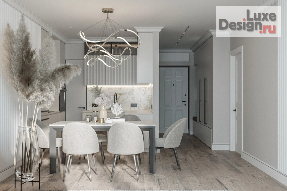 Дизайн интерьера коттеджа "Кухня гостиная в ЖК Символ" (фото 2)