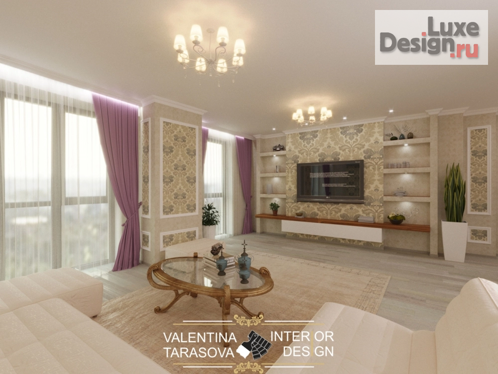 Дизайн интерьера трехкомнатной квартиры "Гостиная" (фото 3)