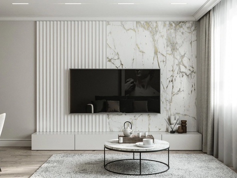 Дизайн интерьера коттеджа в Уфе "Кухня гостиная в ЖК Символ"